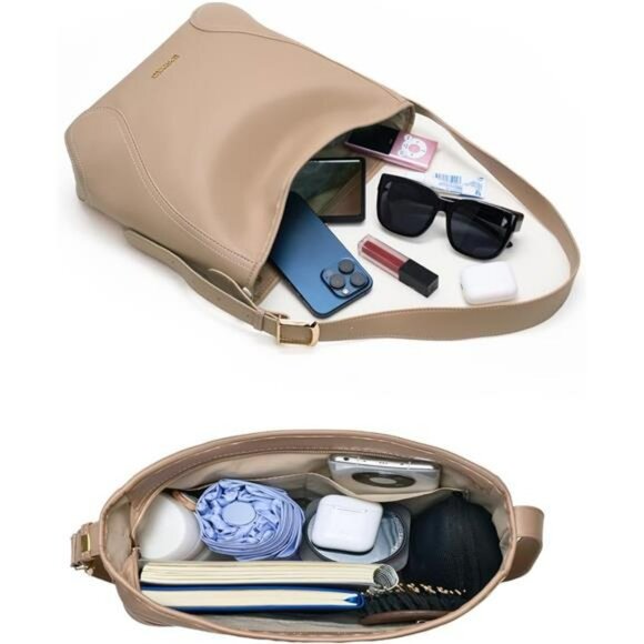 Hobo bag for women vegan leather slouchy shoulder handbag large casual purse - Picture 4 of 7